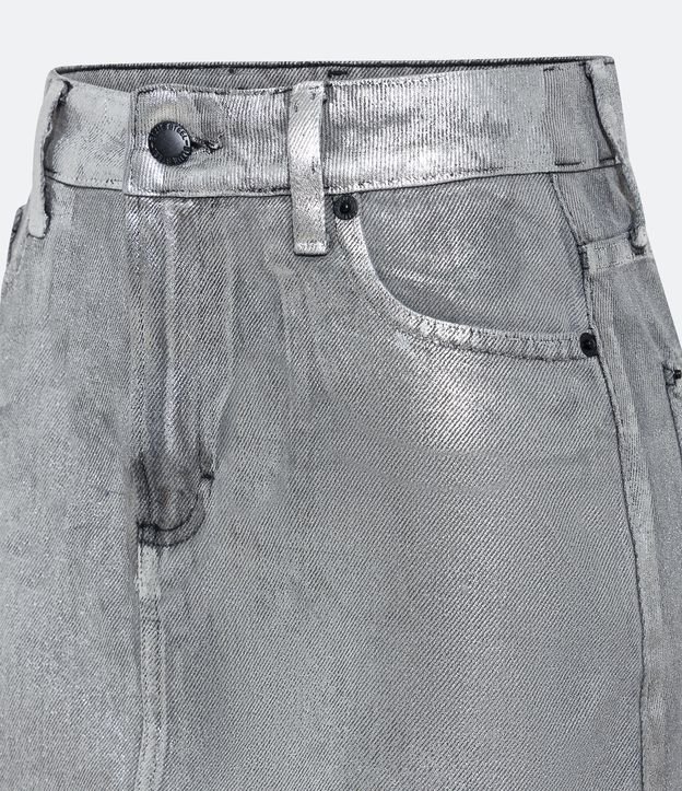 Saia Curta em Jeans Foil com Bolsos Prata 6