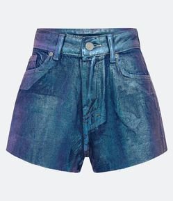 Short Cintura Alta com Foil e Bolsos