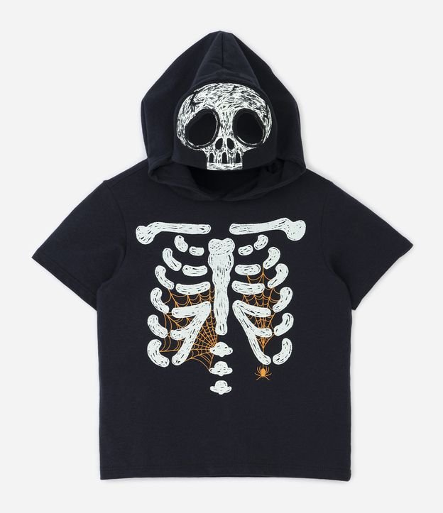 Conjunto Infantil com Estampa de Esqueleto que Brilha no Escuro - Tam 1 a 5 anos Preto 2