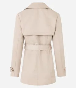 Casaco Trench Coat Alfaiatado com Detalhes Acetinados