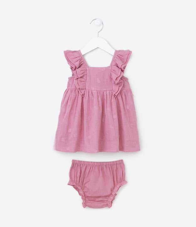 Vestido Infantil em Tricoline - Tam 0 a 18 meses