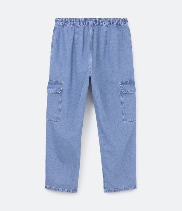 Calça Cargo em Jeans com Bolsos Laterais Curve & Plus Size Azul 6
