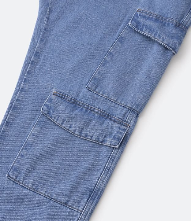 Calça Cargo em Jeans com Bolsos Laterais Curve & Plus Size Azul 7