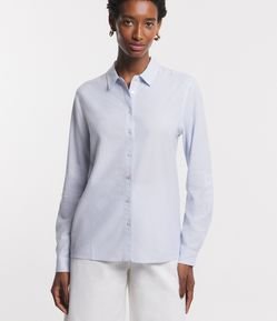 Camisa Manga Longa em Viscolinho Listrado