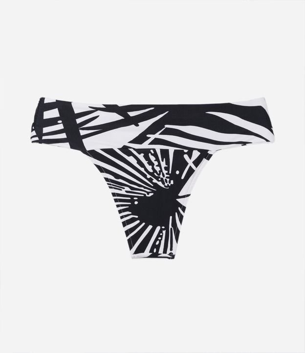 Biquíni Calcinha Pala Larga em Poliamida com Estampa Folhagem Preto/ Branco 6