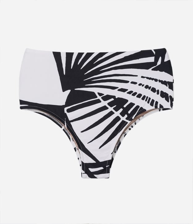 Biquíni Calcinha Hot Pants em Poliamida com Estampa Folhagem Preto/ Branco 5
