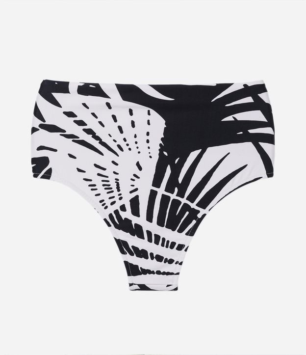 Biquíni Calcinha Hot Pants em Poliamida com Estampa Folhagem Preto/ Branco 6