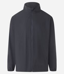 Jaqueta Esportiva Básica com Zíper e Gola Alta