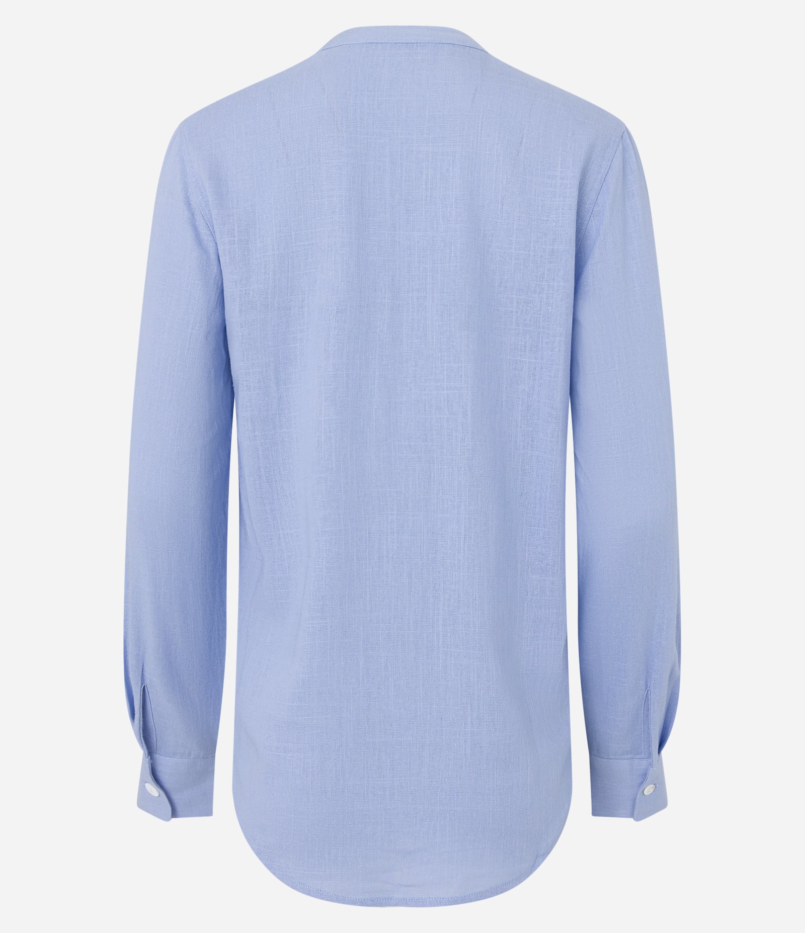 Camisa em Viscolinho com Abotoamento Frontal Azul Claro 7