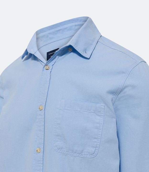 Camisa Regular em Oxford com Bolso Frontal Azul Bebê 2