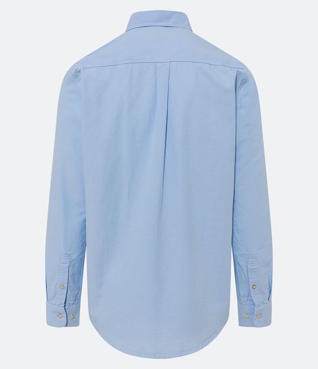 Camisa Regular em Oxford com Bolso Frontal Azul Bebê 3