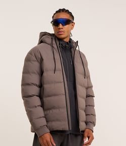 Jaqueta Puffer Esportiva sem Costura com Capuz
