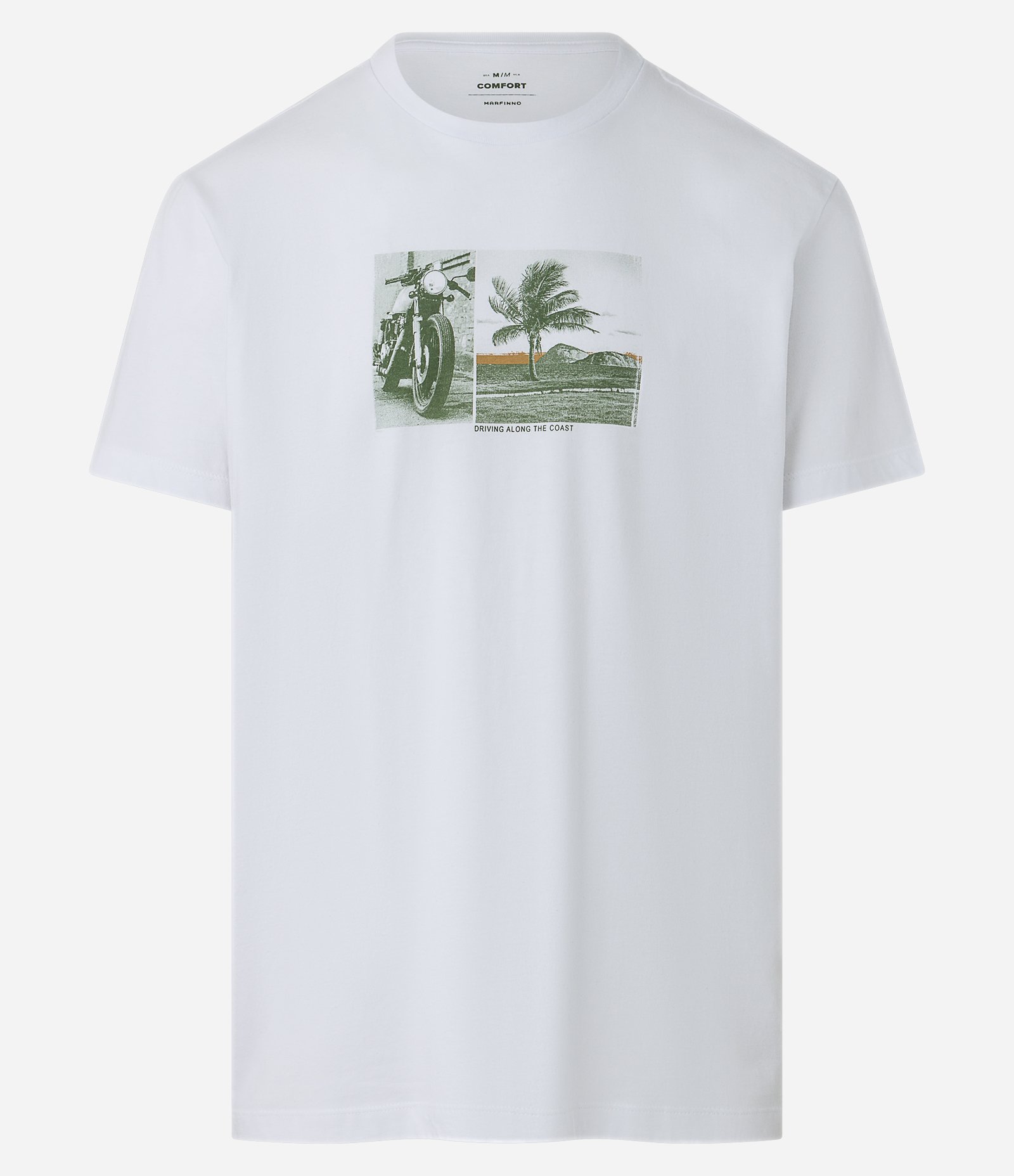 Camiseta Comfort em Algodão com Estampa Moto e Paisagem Branco 5