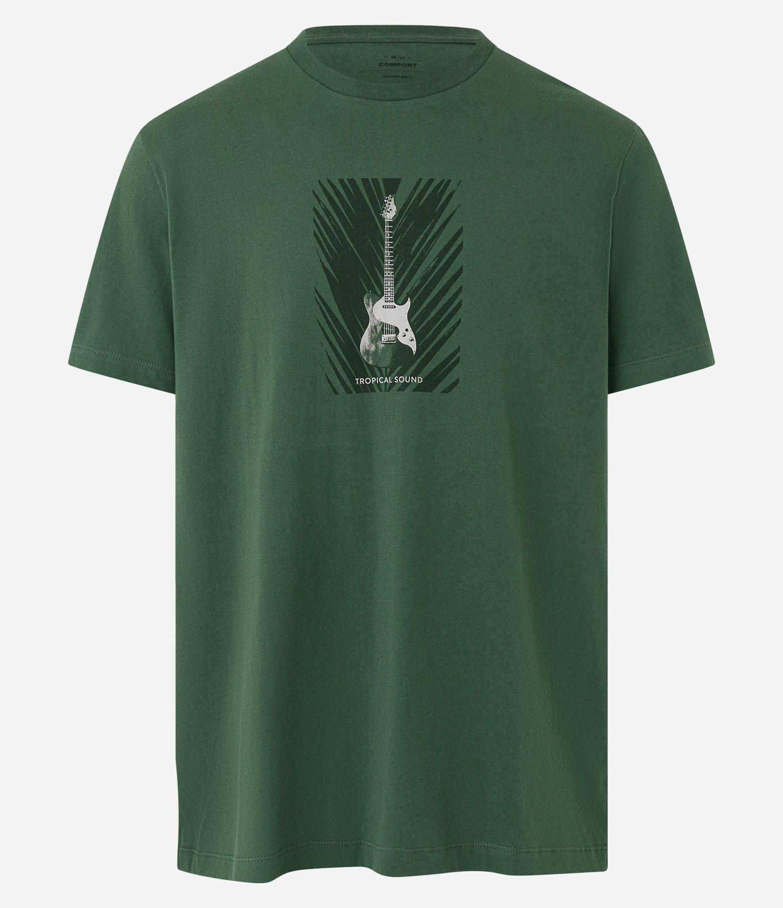 Camiseta em Algodão com Estampa de Guitarra Tropical Sound Verde 1
