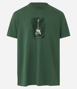 Camiseta em Algodão com Estampa de Guitarra Tropical Sound