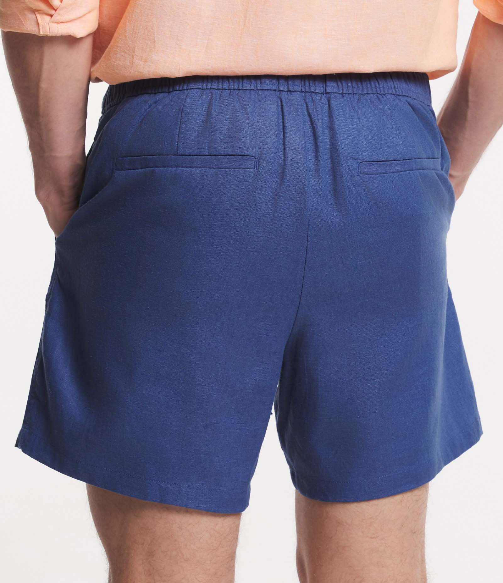 Bermuda Slim em Viscolinho Cordão e Bolsos Azul Médio 3