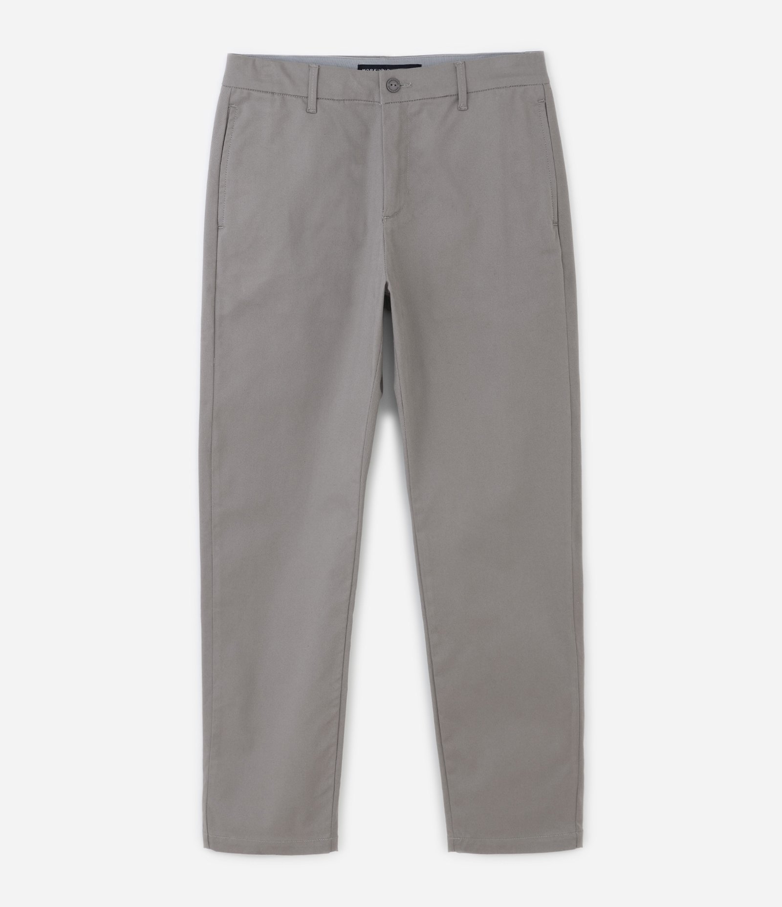 Calça Reta Básica em Sarja com Elastano Cinza Médio 1