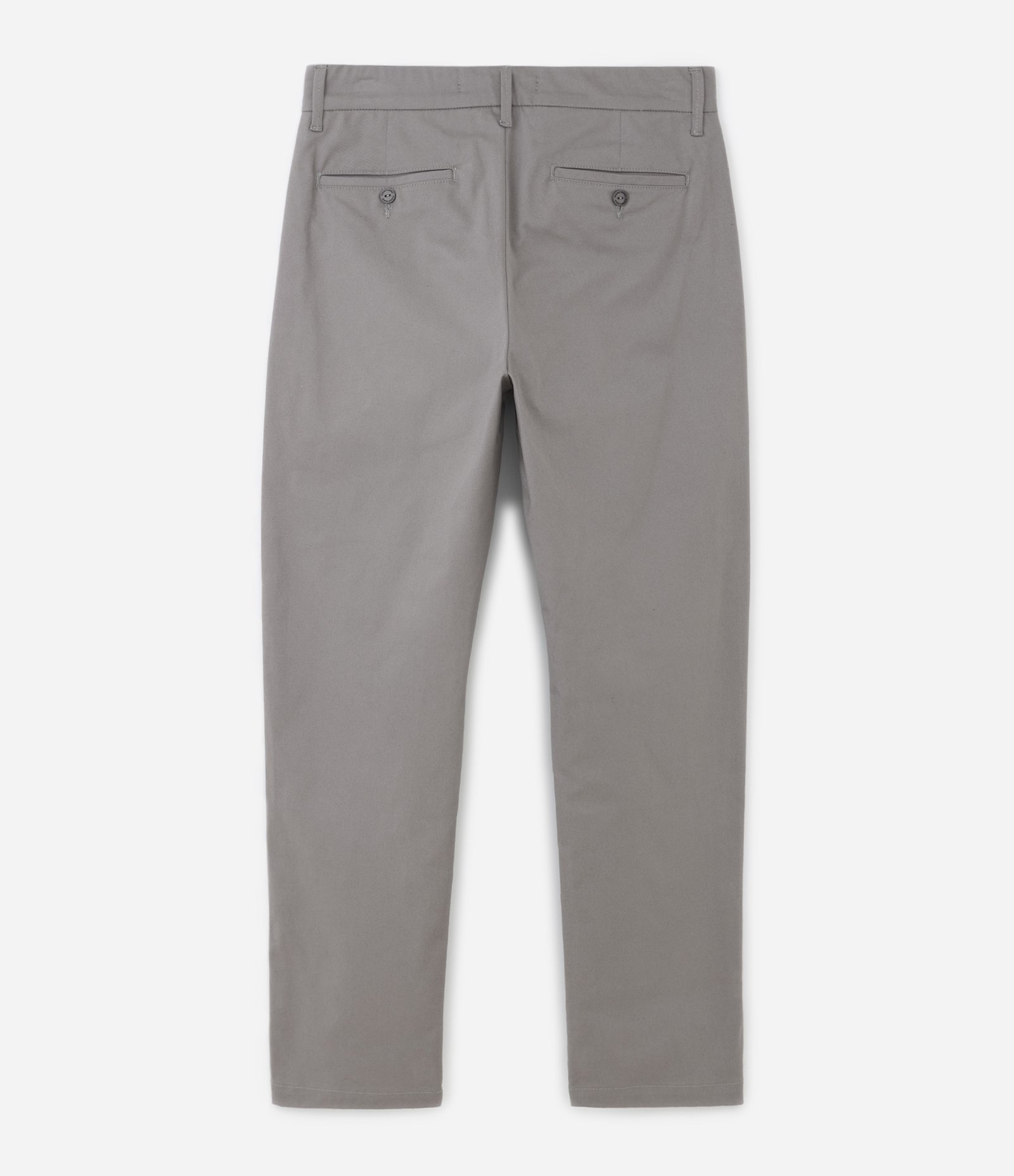 Calça Reta Básica em Sarja com Elastano Cinza Médio 2