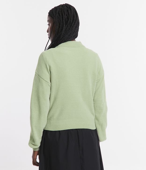 Blusão Suéter em Chenille com Golinha Alta e Ribanas Verde 3