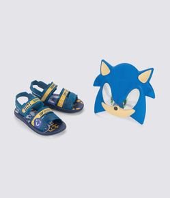 Sandália Infantil do Sonic com Brinde de Máscara -Tam 23/24 ao 33/34