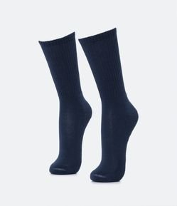 Meia Cano Alto em Algodão com Textura Canelada