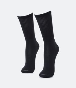 Meia Cano Alto em Algodão com Textura Canelada