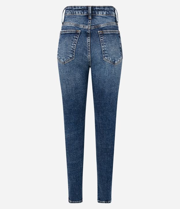 Calça Mom Jeans Cintura Alta com Bolsos Azul 6