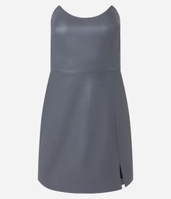 Vestido Curto Tomara Que Caia em Material Sintético com Fenda