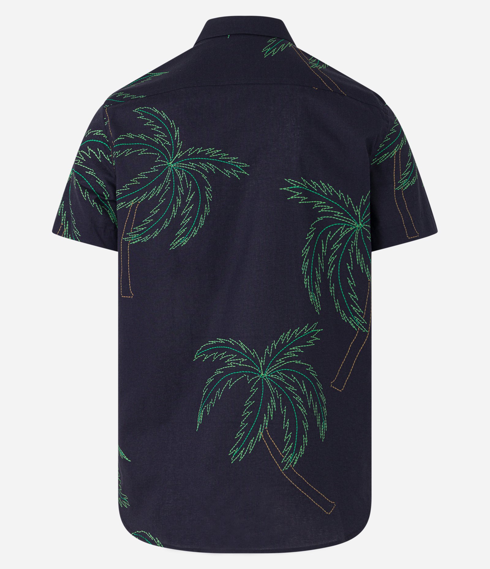Camisa Regular em Voal com Estampa de Coqueiros Tracejados Preto 2