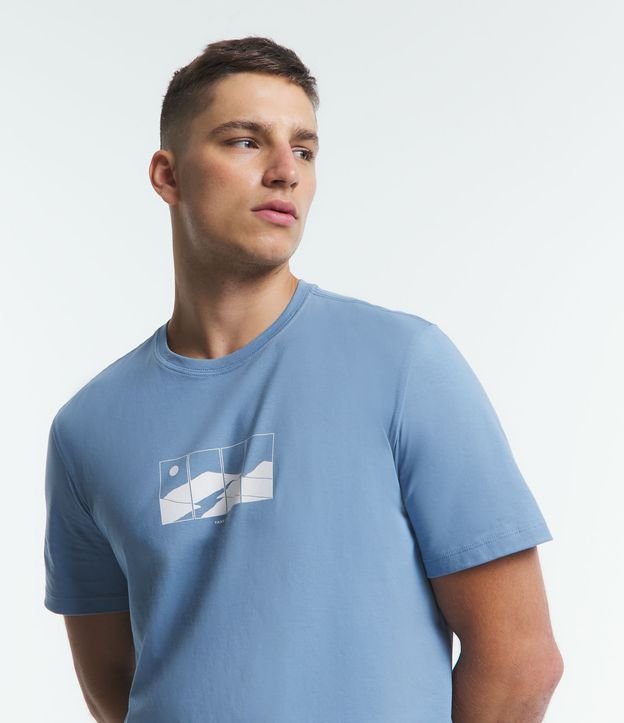 Camiseta Comfort em Algodão Peruano com Estampa Take It Slow Azul Celeste 4