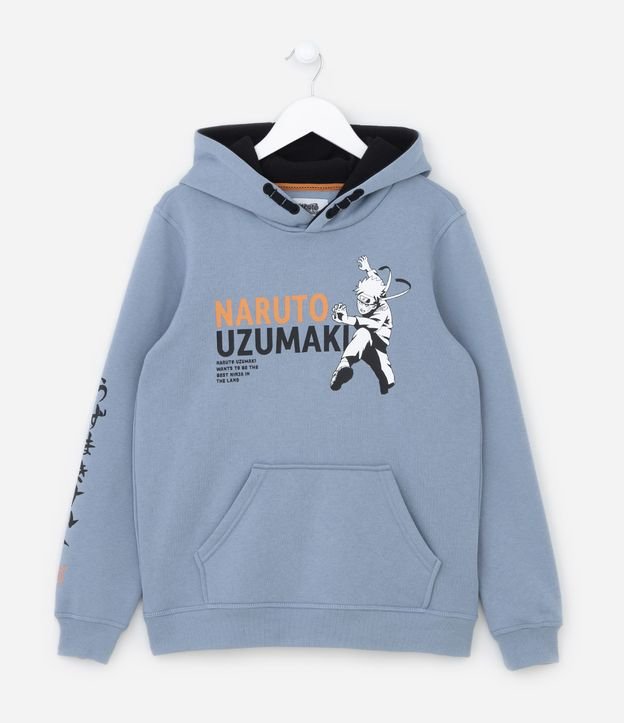 Blusão Infantil com Bolso Canguru e Estampa Naruto - Tam 5 a 14 Anos