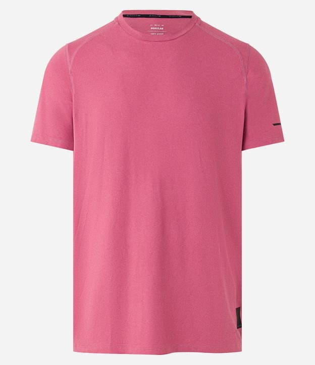 Camiseta Esportiva com Etiqueta na Barra e Manga Curta