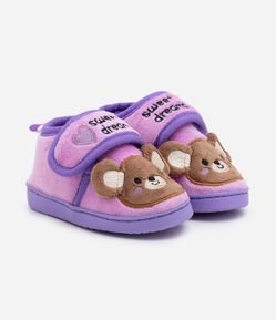 Pantufa Infantil Fechada com Bordado de Ursinho - Tam 19 ao 28