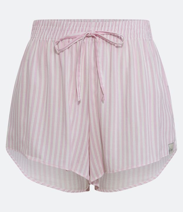 Short de Pijama em Viscose com Amarração no Cós e Estampa Listradas Rosa 4