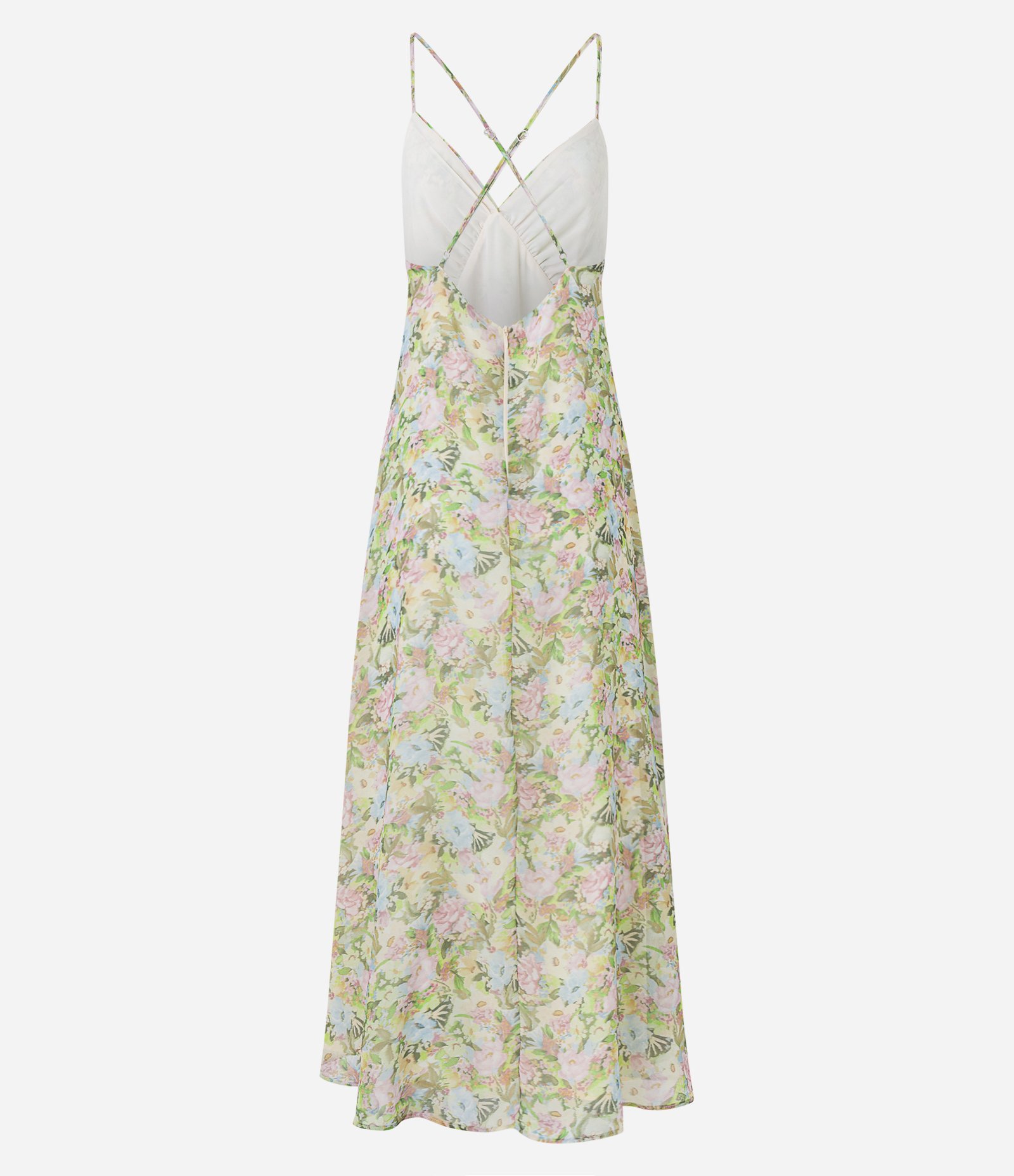 Vestido Midi em Chiffon com Estampa Floral com Alças Finas Verde 8