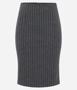 Saia Curta Cintura Alta com Listras Riscas de Giz