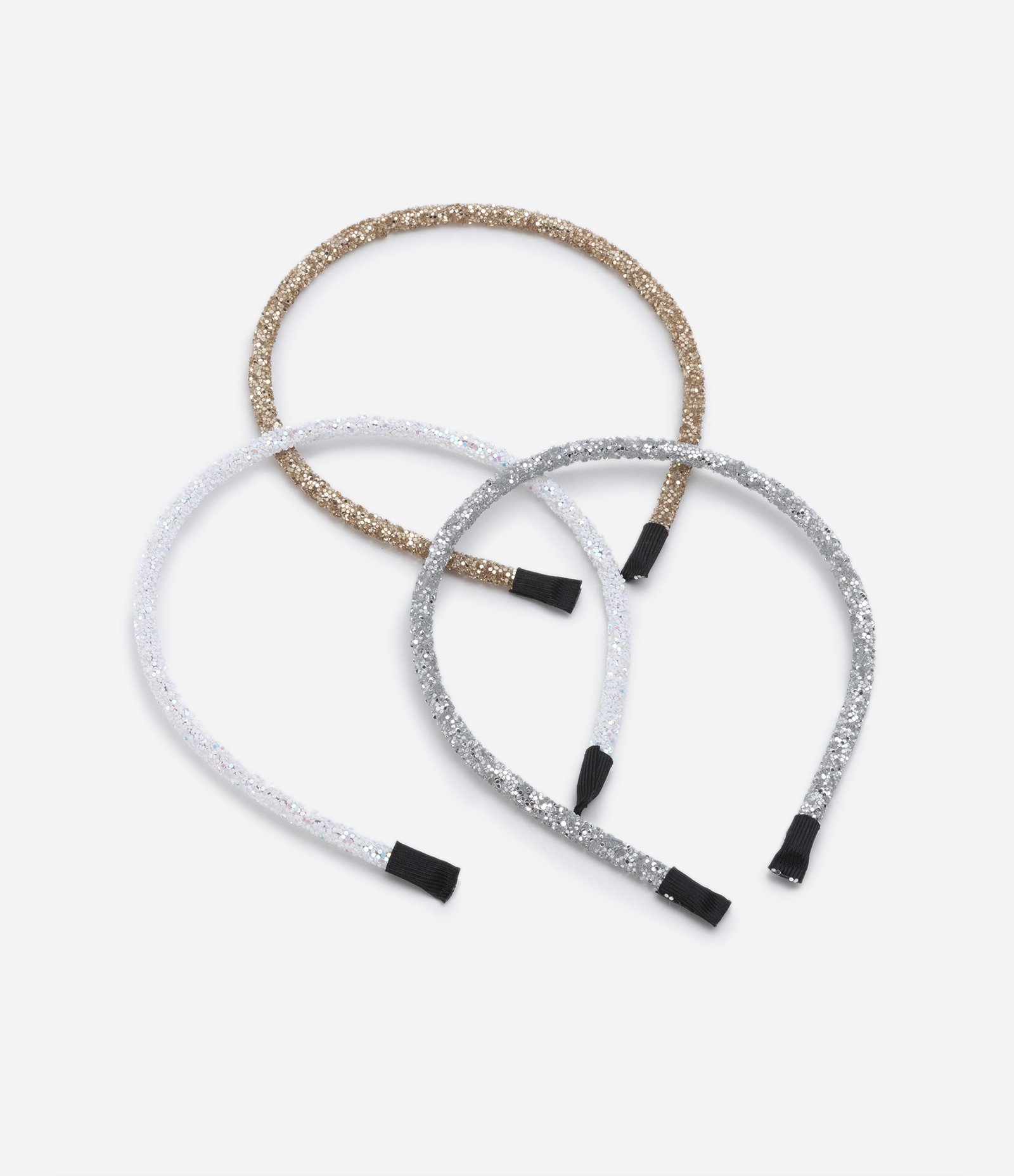 Kit 03 Tiaras Finas Infantis Cobertas por Glitter Multicores 1