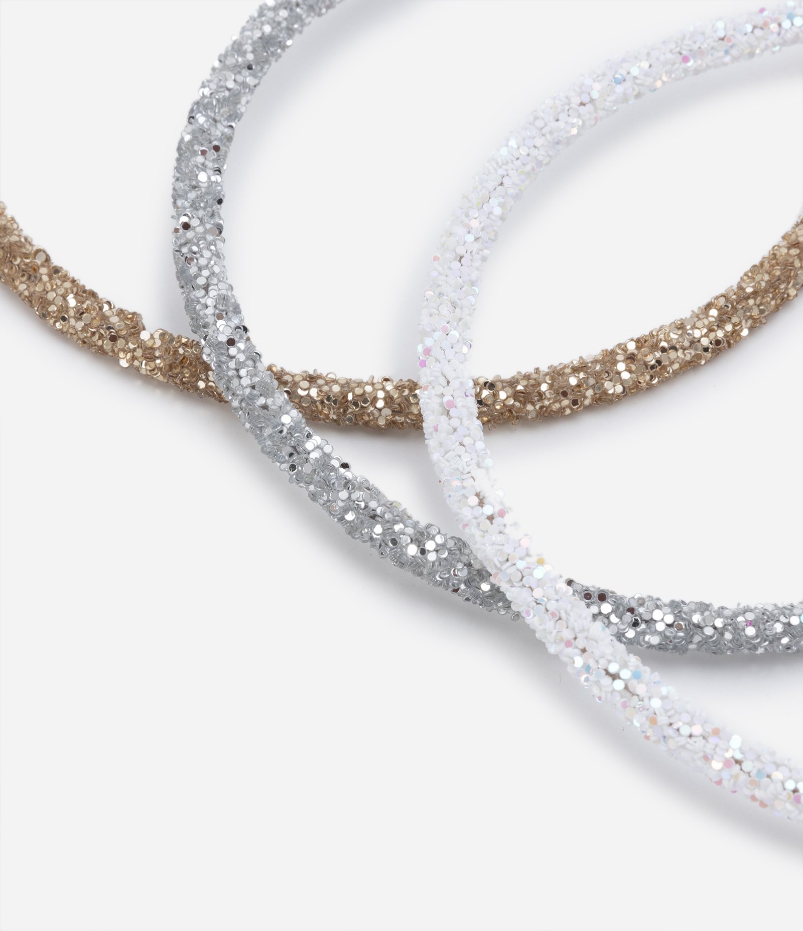 Kit 03 Tiaras Finas Infantis Cobertas por Glitter Multicores 2