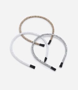 Kit 03 Tiaras Finas Infantis Cobertas por Glitter