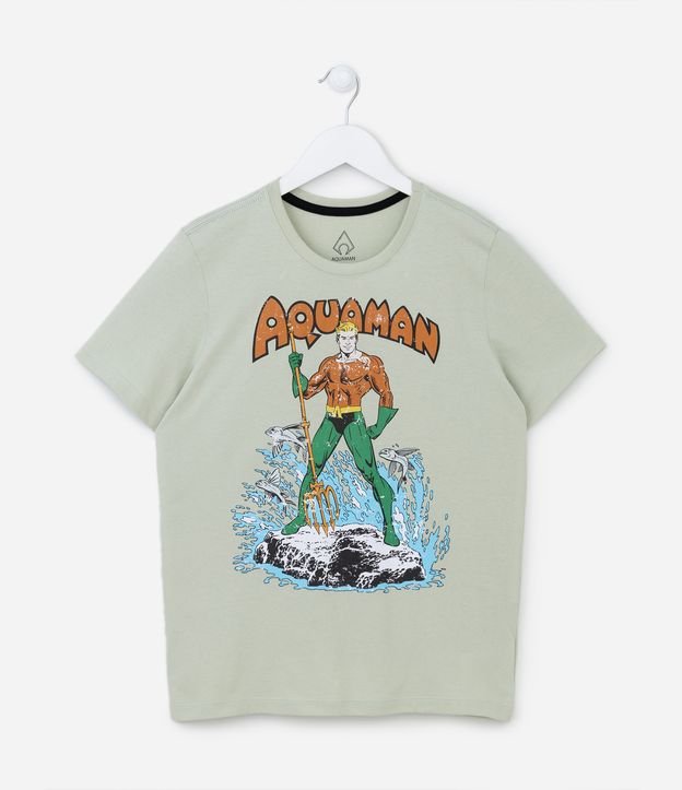 Camiseta Infantil com Estampa Aquaman - Tam 5 a 12 Anos