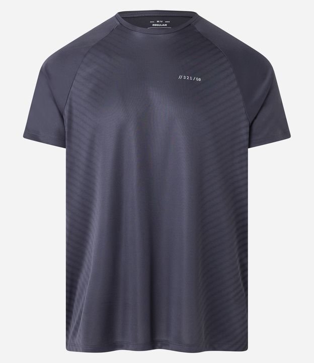 Camiseta Esportiva em Dry Fit com Cava Raglan e Listras Laterais Cinza Escuro 5