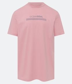 Camiseta em Meia Malha com Estampa de Listras e Lettering Ocean Soul