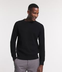 Suéter em Algodão com Textura de Ponto