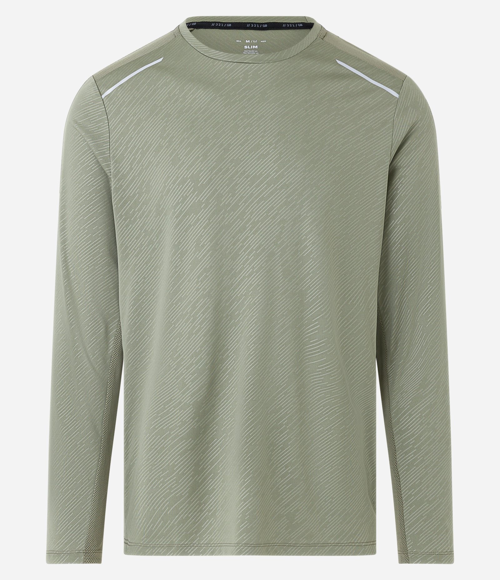 Camiseta Esportiva com Estampa Riscada com Proteção UV Verde Claro 5