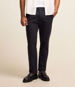 Calça Slim Sarjado Cropped Alfaiatada com Bolsos