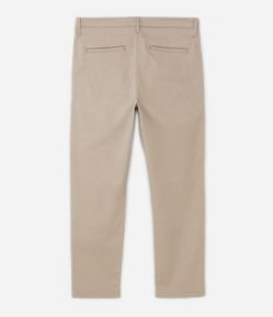 Calça Slim Sarjado Cropped Alfaiatada com Bolsos