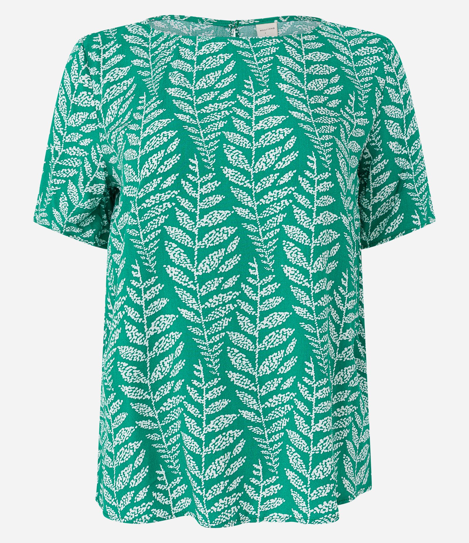 Blusa Manga Curta em Viscose com Folhagens Estampadas Verde Malaquita 5