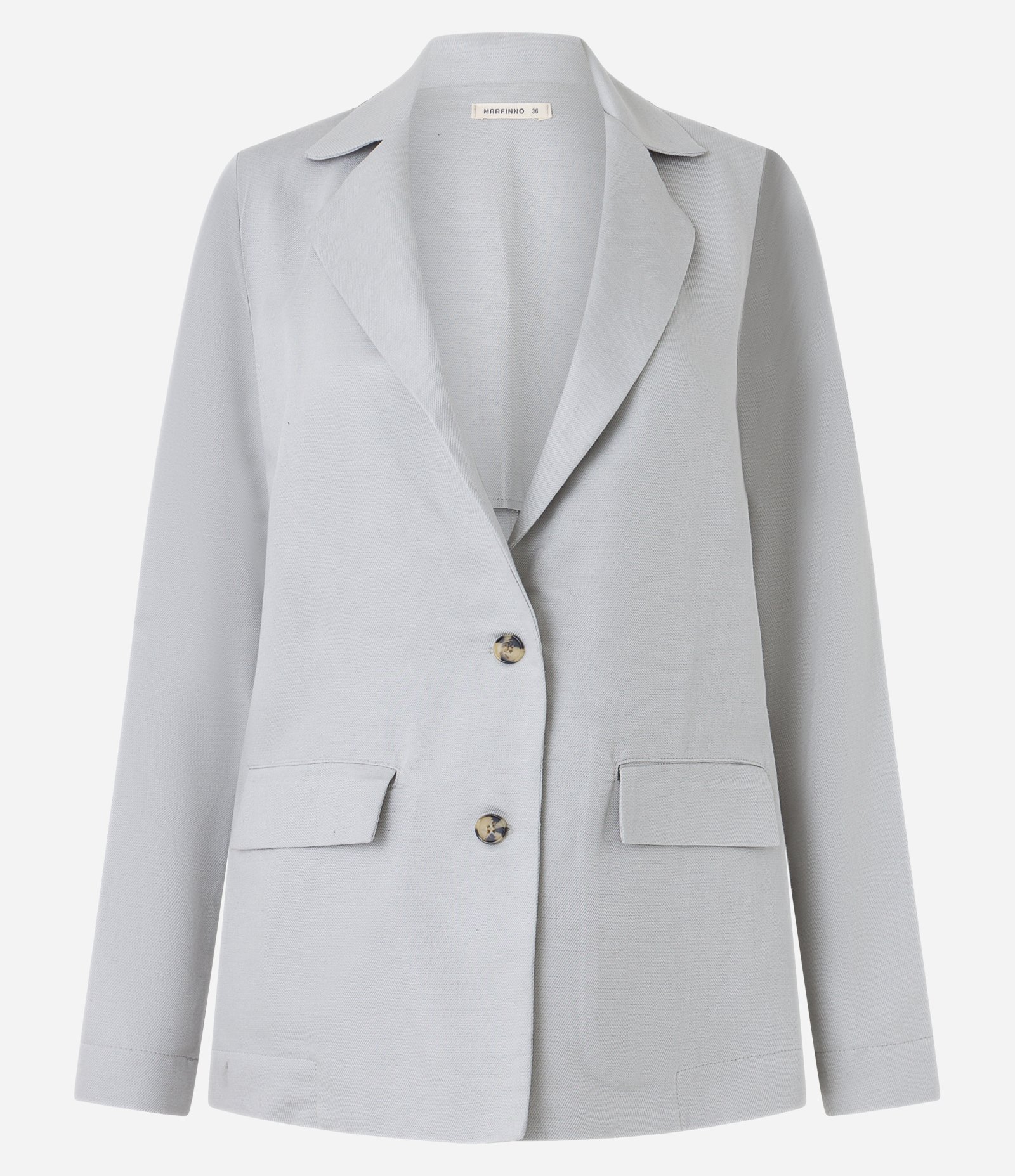 Blazer em Flamê com Botões Duplos e Lapelas Aplicadas Cinza 7