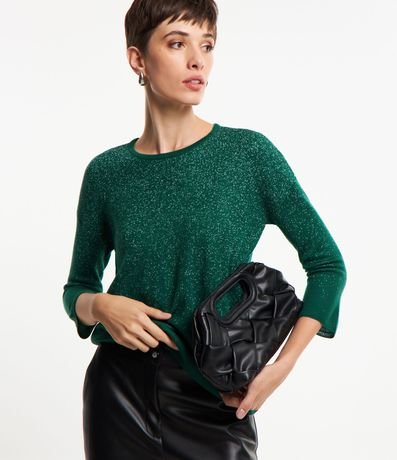 Blusa em Tricô Leve com Fio Metalizado Blusa em Tricô Leve com Fio Metalizado