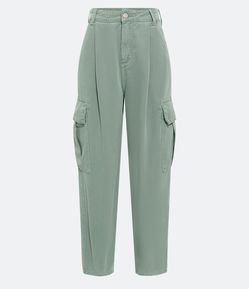 Calça Balloon em Sarja com Bolso Cargo Lateral